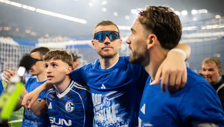 AA 20260503 41275842 41275837 FUDBALERI I NAVIJACI PROSLAVILI PLASMAN SCHALKEA 04 U BUNDESLIGU dzeko
