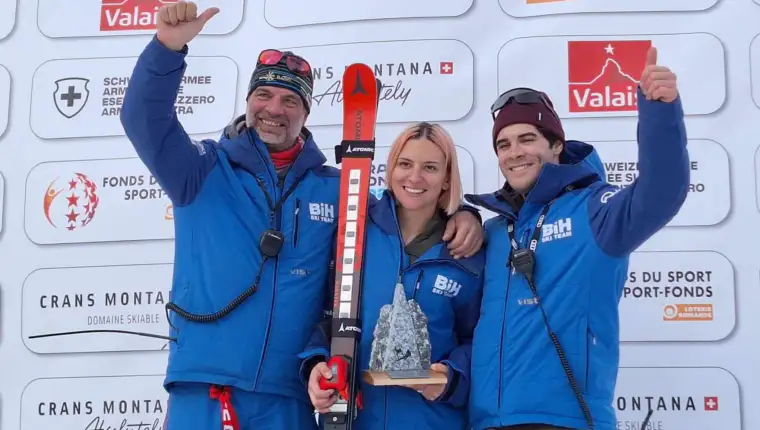 Ales Brezavscek Elvedina Muzaferija Nicola Quaqurelli Crans Montana 11 02 1